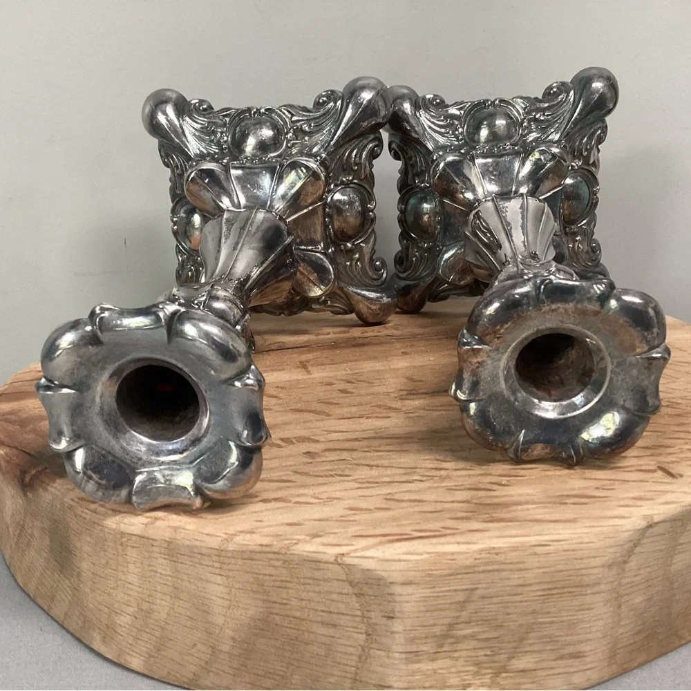 ⚫️ Vintage Beautiful & Ornate - Silver Plated “Heavy” Tapered Candle Holders